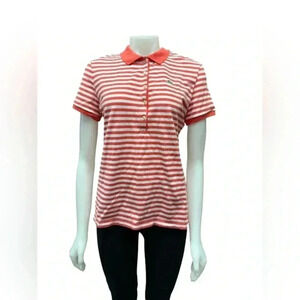 Lacoste SS Golf Style Orange Striped Shirt Size  44